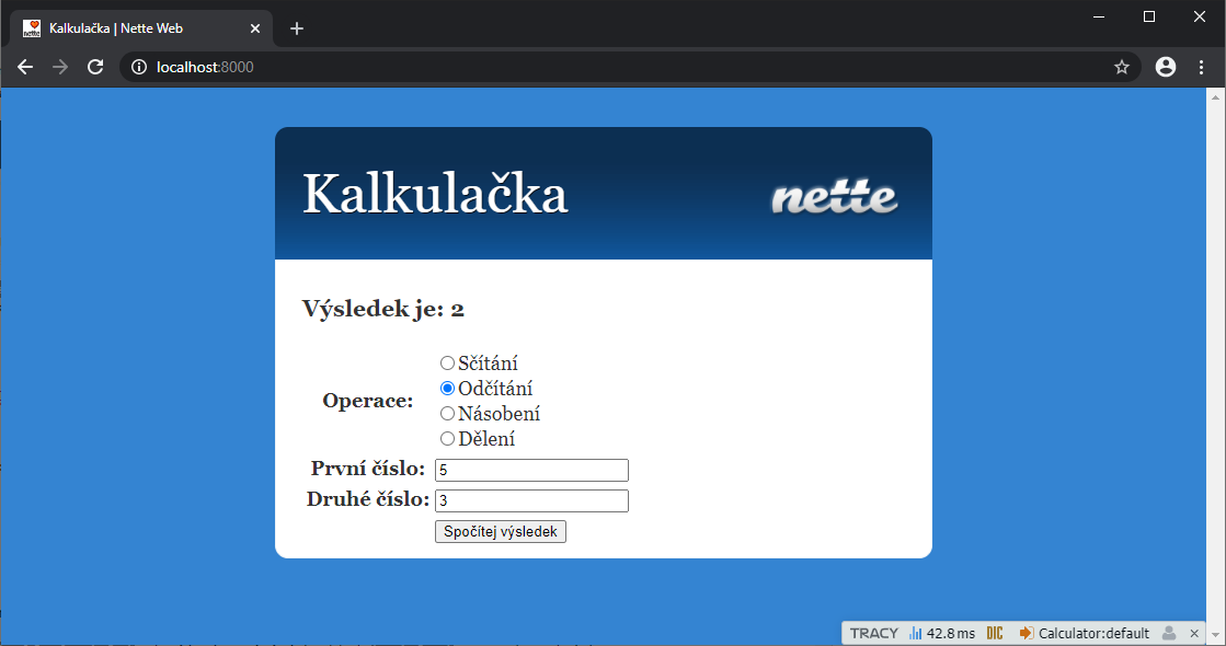 Kalkulačka v Nette frameworku pro PHP - Základy Nette frameworku