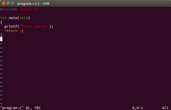 Editor Vim v Linuxu - Linux a programování v jazyce C