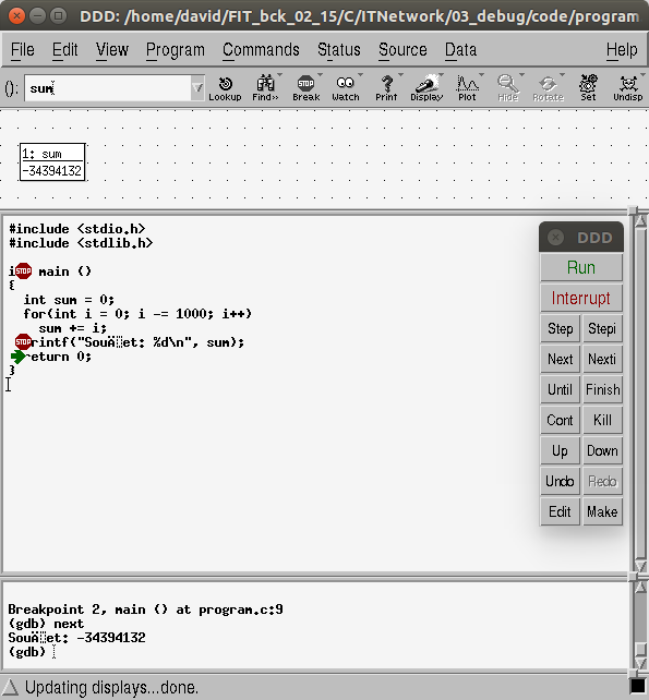 DDD – dokončení programu - Linux a programování v jazyce C