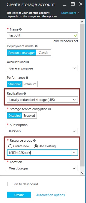 Add Accout Storage - Microsoft Azure a IoT