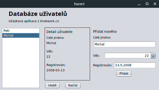 Formulář databáze uživatelů v CSV - Online kurzy programování v Javě - Největší český e-learning