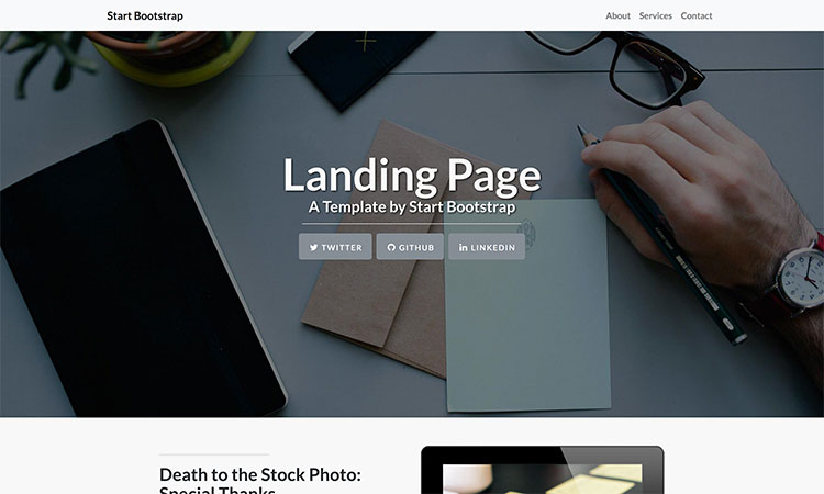Landing page ze startbootstrap.com - Responzivní webdesign