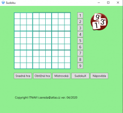 Hra Sudoku v C# .NET WPF