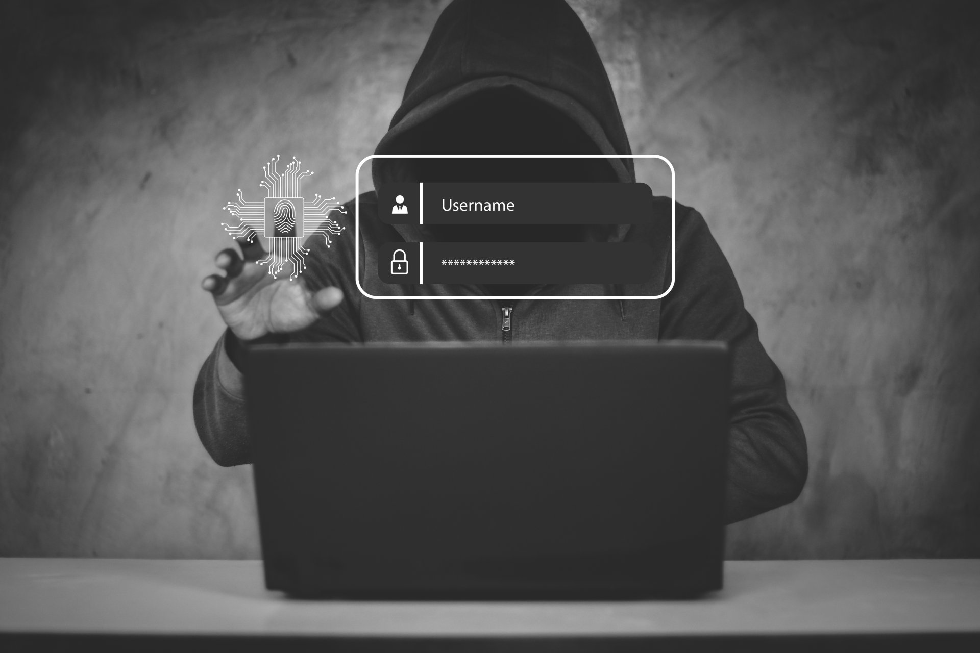 Ilustrační obrázek hackera zkoušejícího prolomit heslo - Kybernetická bezpečnost a NIS2