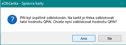 potvrzení úspěšného nastavení PINu eObčanky - Kvalifikovaný elektronický podpis