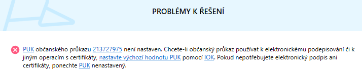 první spuštění programu ebčanka – zobrazení problémů k řešení - Kvalifikovaný elektronický podpis