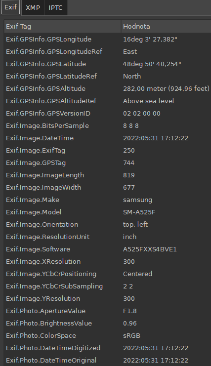 Meta informace: EXIF obrázku - Kybernetická bezpečnost