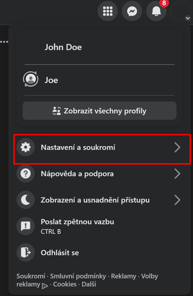 nastavení fb - Základy kybernetické bezpečnosti