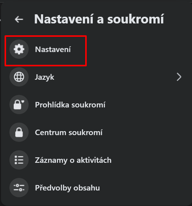 nastavení fb 2 - Základy kybernetické bezpečnosti