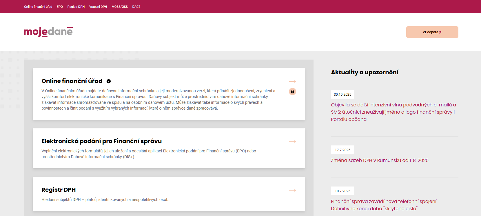 Portál Moje daně - Digitální gramotnost