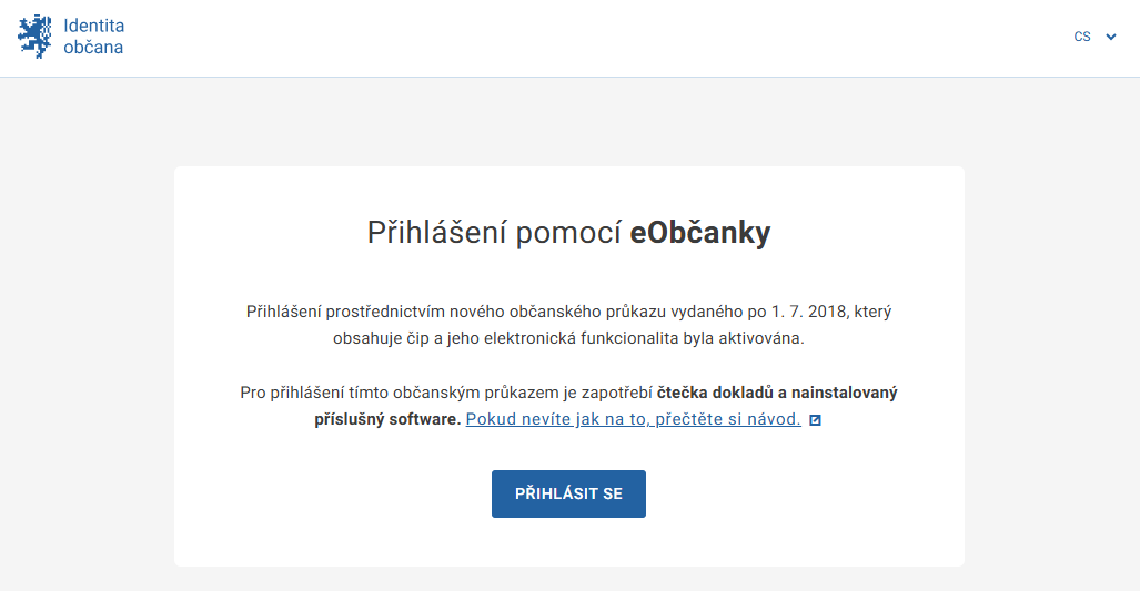 Přihlášení eObčankou - Komunikace s úřady