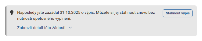 Stažení výpisu - Komunikace s úřady
