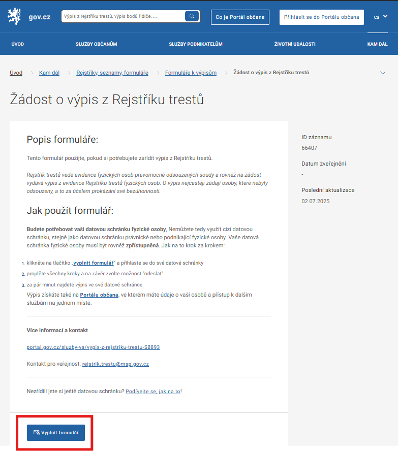 Žádost - Komunikace s úřady