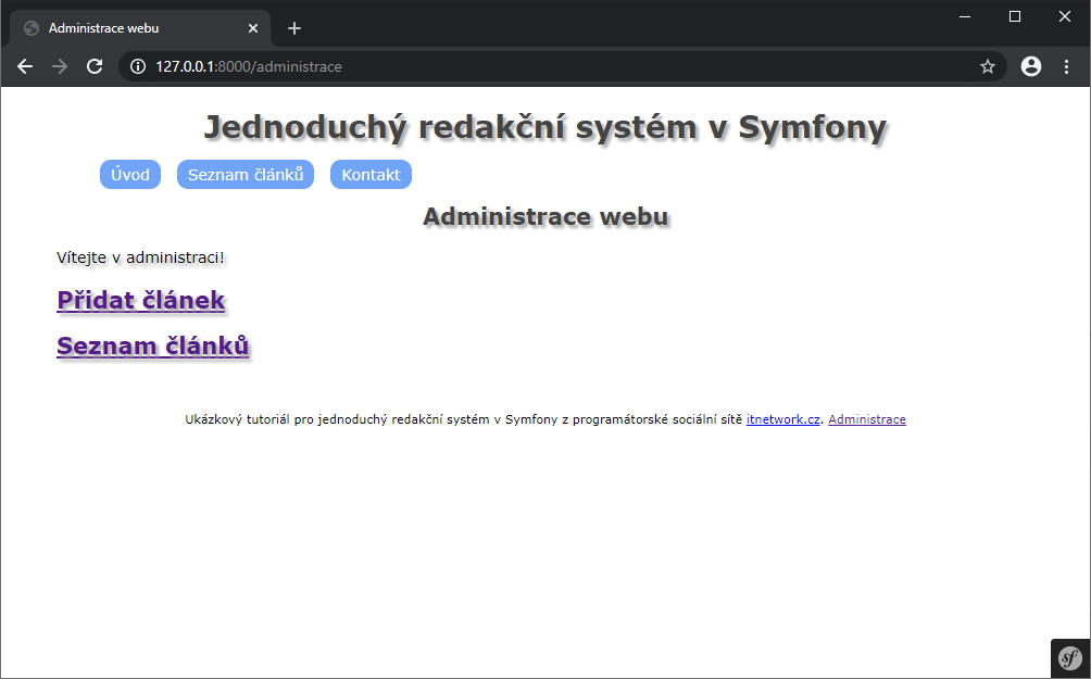 Základy frameworku Symfony pro PHP