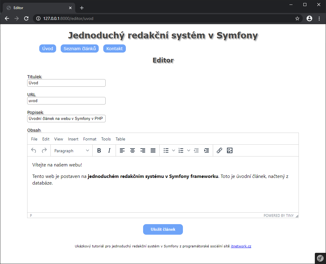 Symfony framework pro PHP