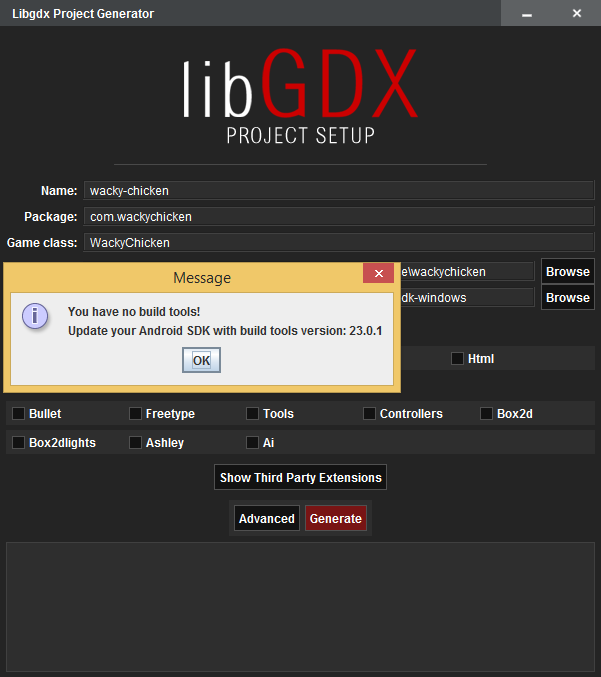 Chybí SDK with build tools 23.0.1 - Programujeme Android hru