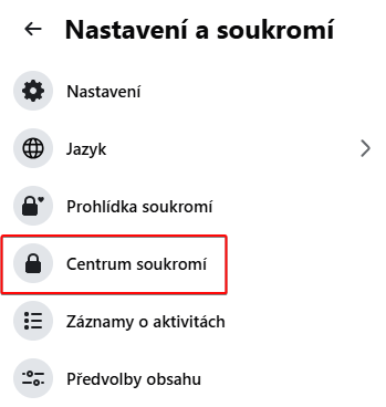 Centrum soukromí na Facebooku - Digitální gramotnost