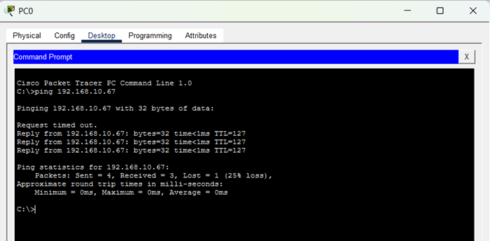 Výstup příkazu ping v Cisco - Síťové technologie