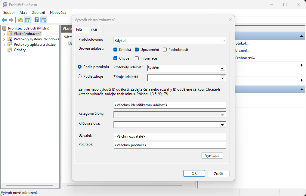 Prohlížeč událostí ve Windows – vlastní nastavení - Síťové technologie