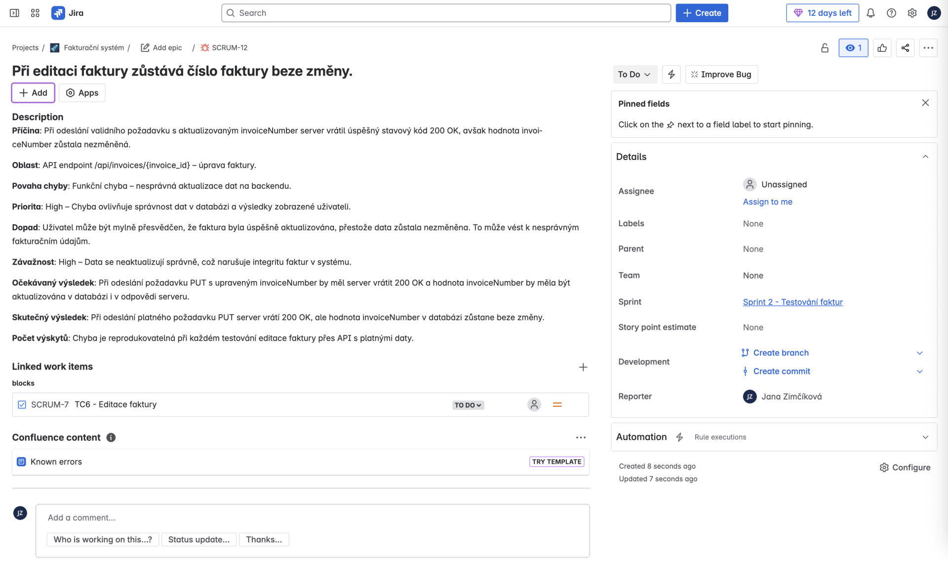 Jira - Testování softwaru
