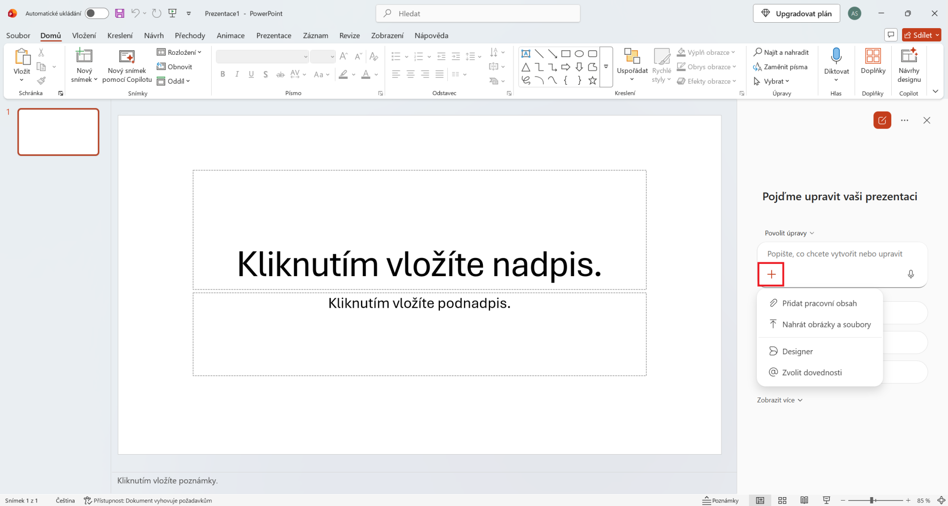 Přidání podkladů jako kontextu pro Copilota v PowerPointu - Základy Microsoft PowerPoint