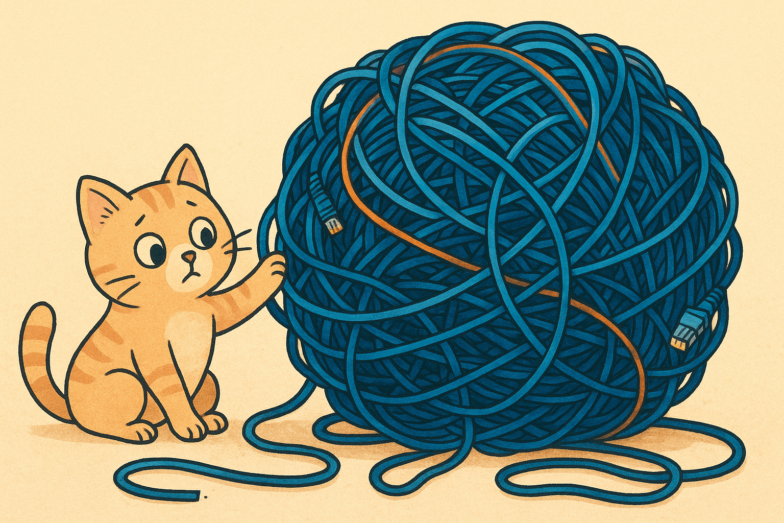 Kočka s klubíčkem - Vytváření návrhů a struktury sítí