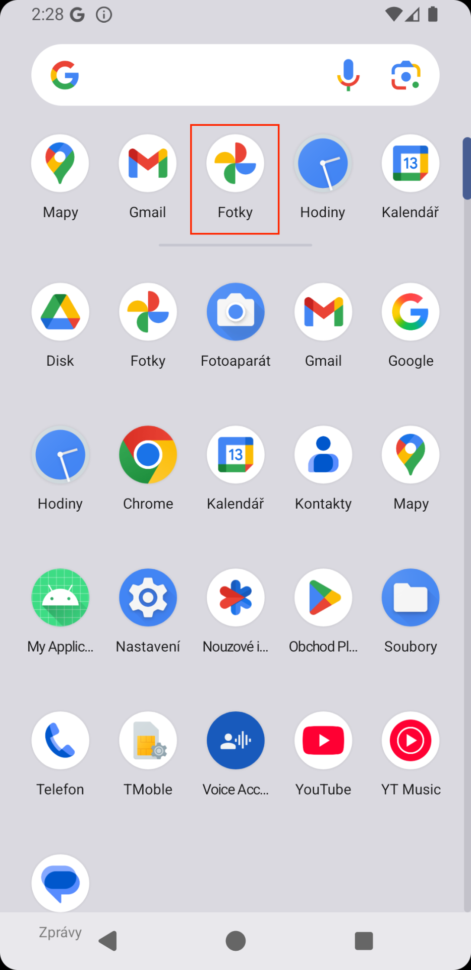 Aplikace Fotky na Androidu - Základy práce se smartphonem