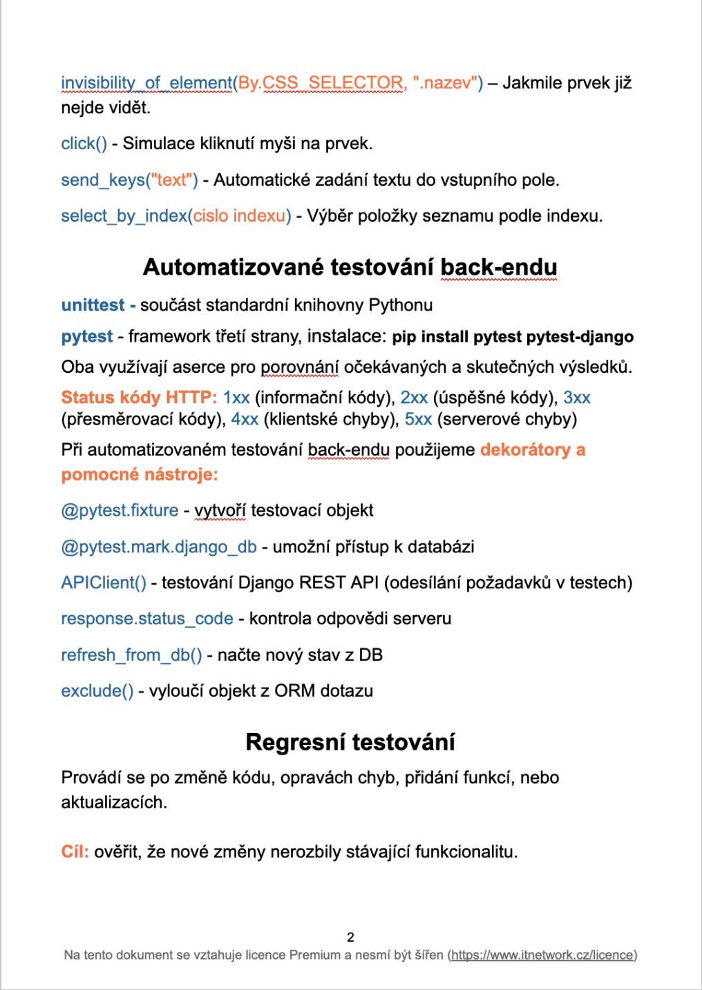 Tahák Automatizované testování - Praktické testování projektů - Automatizované testování