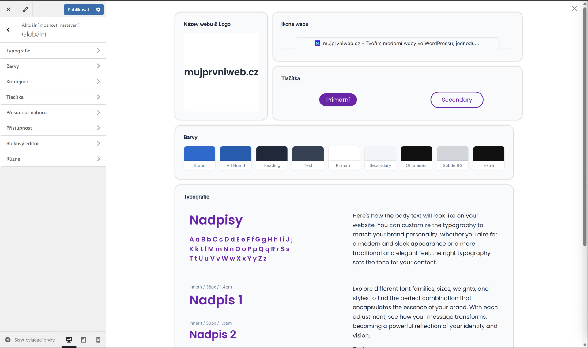 Globální nastavení - WordPress - Základy