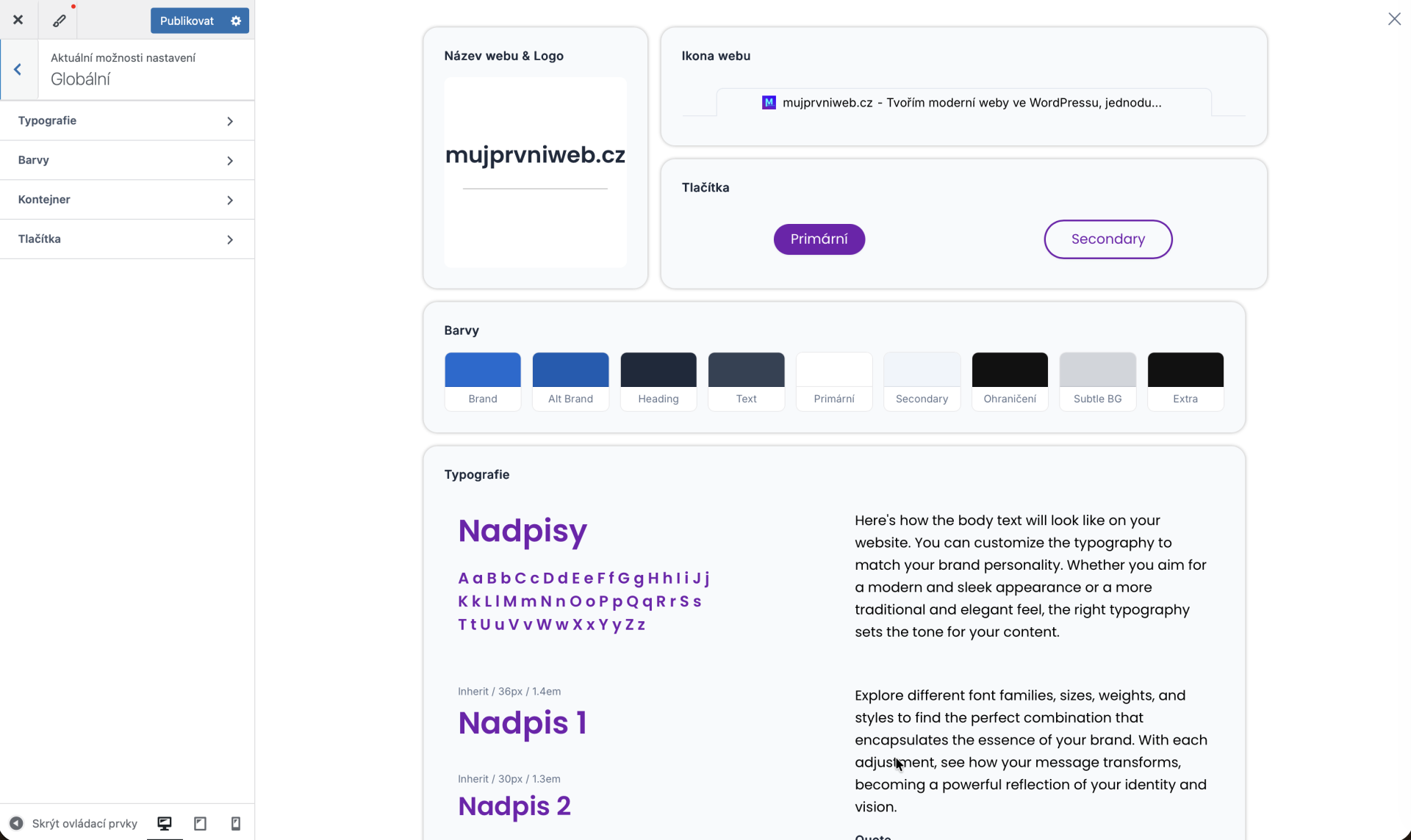 Globální nastavení - WordPress - Základy