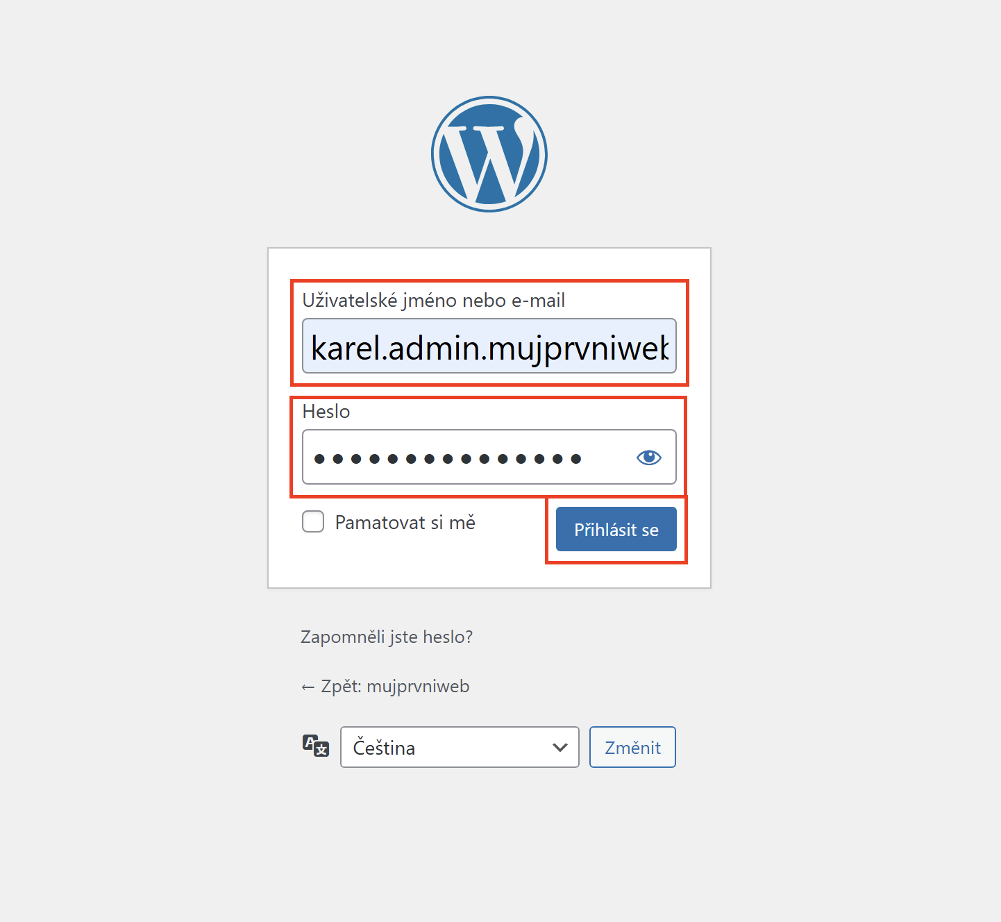 Přihlášení do WordPress administrace - WordPress - Základy