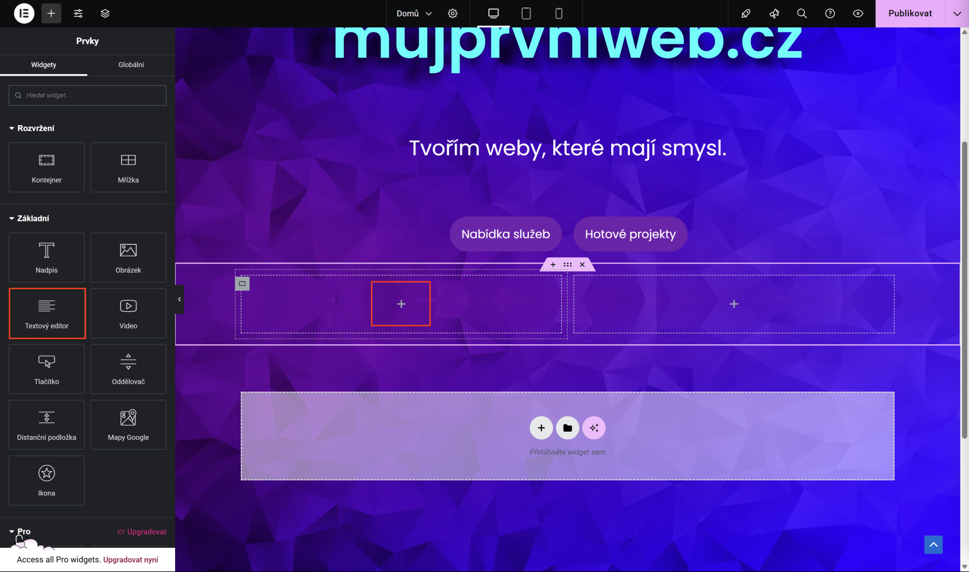 Přidání textového editoru. - WordPress - Základy