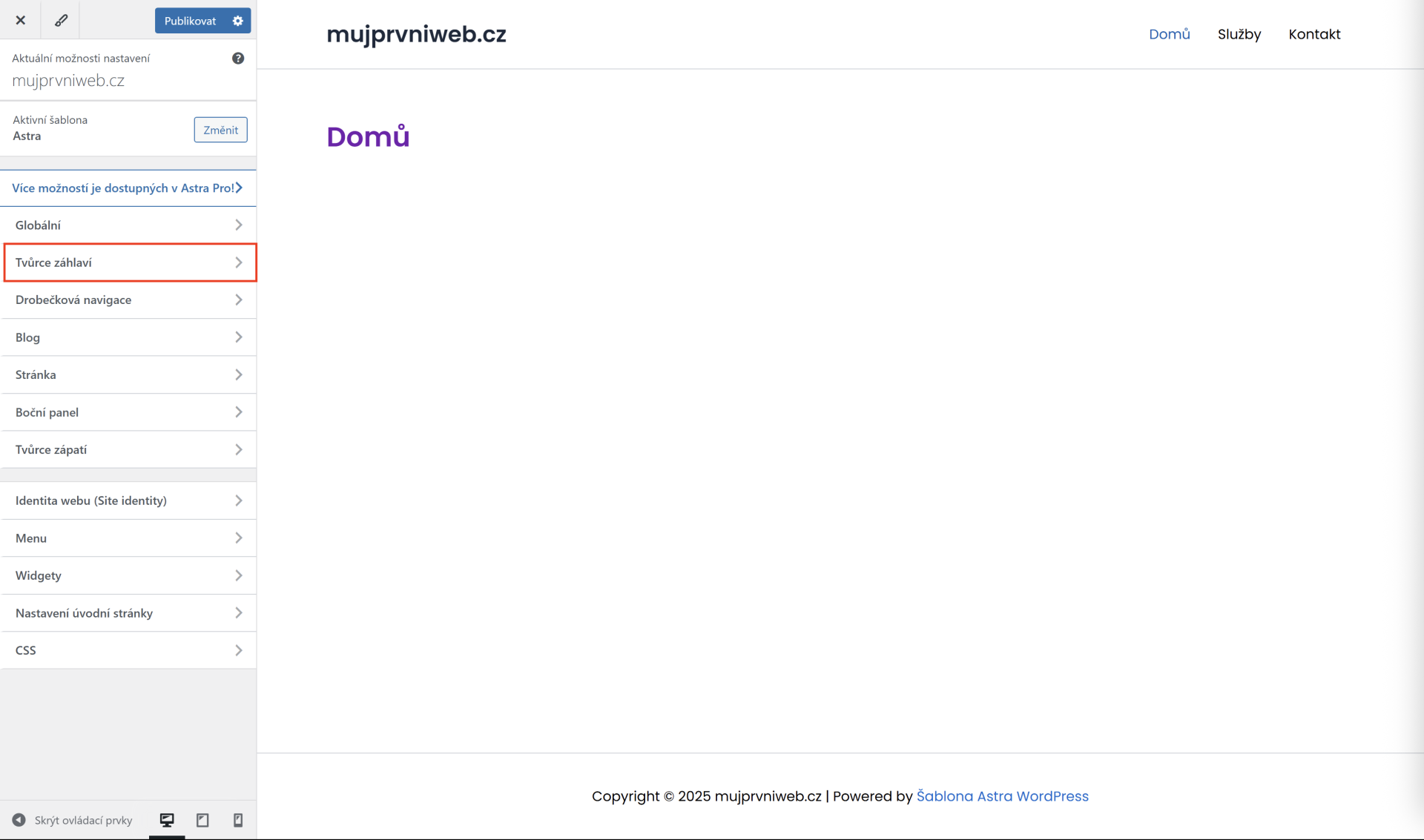 Tvůrce záhlaví - WordPress - Základy
