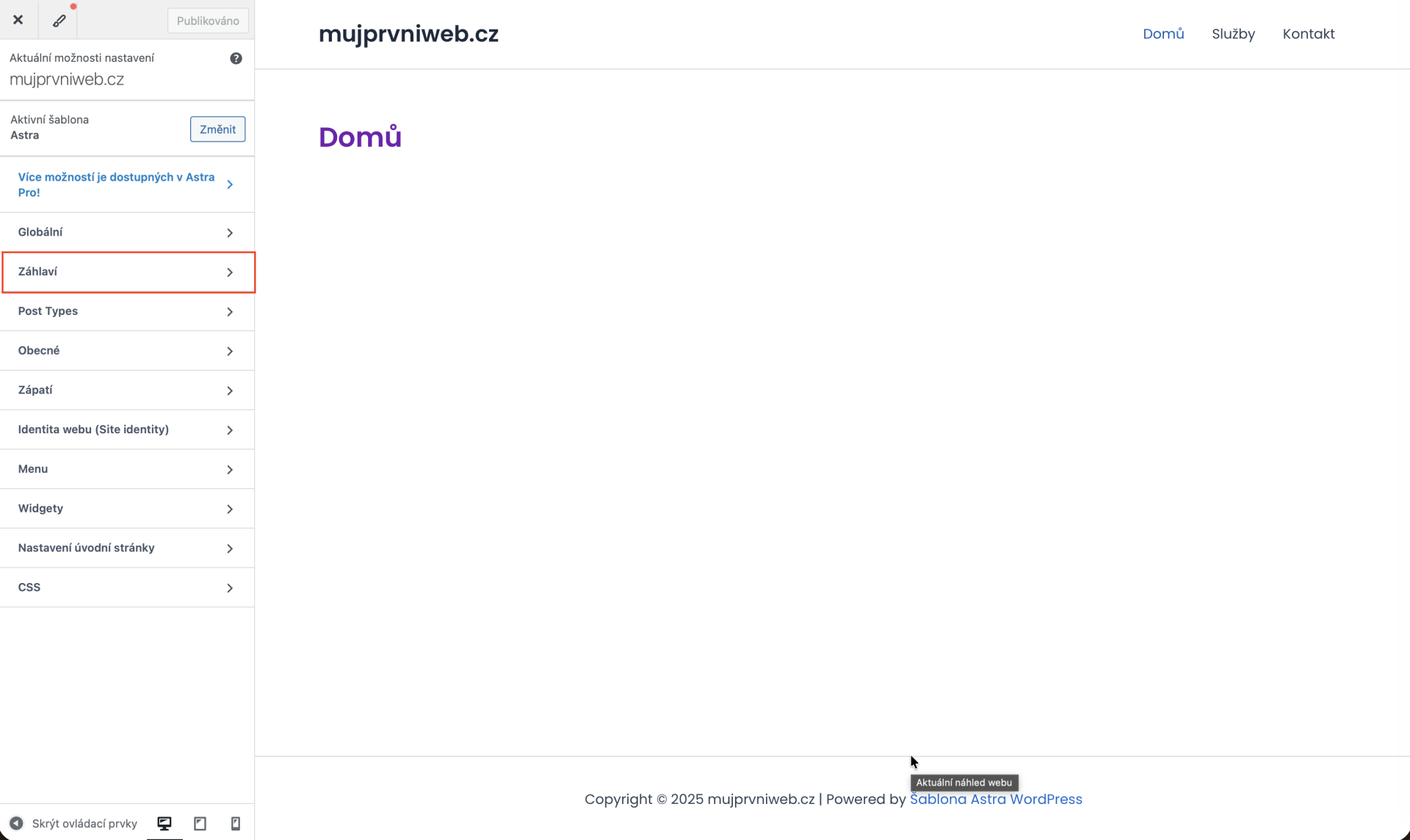 Záhlaví - WordPress - Základy