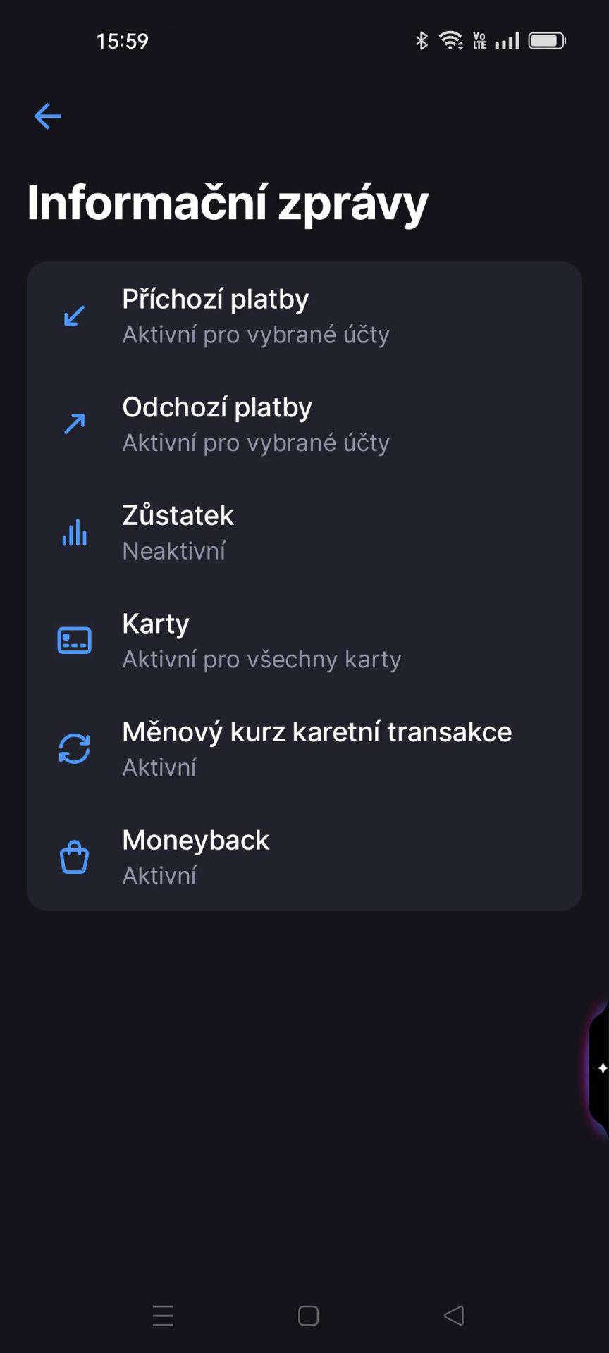 Nastavení informačních zpráv - E-government a internetové bankovnictví