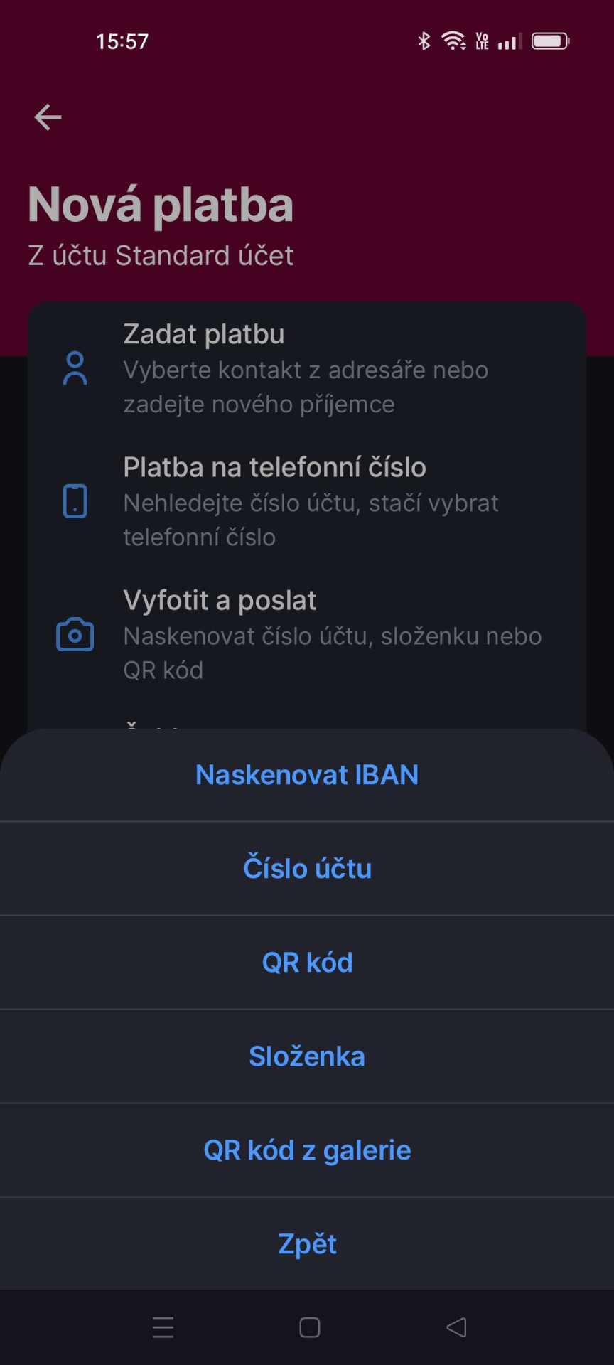 Platba pomocí QR kódu - E-government a internetové bankovnictví