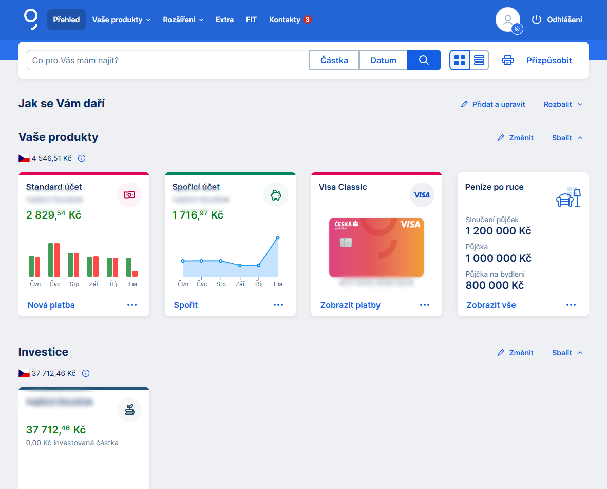 Ukázka internetového rozhraní George - E-government a internetové bankovnictví