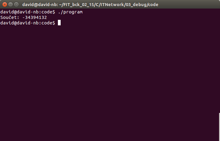 Výstup programu - Linux a programování v jazyce C