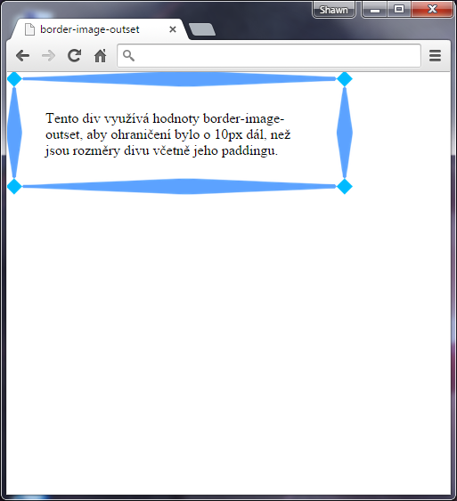 Vlastnost border-image-outset v CSS 3 - Rámeček - CSS vlastnosti
