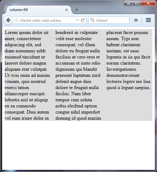 Vlastnost column-fill v CSS 3 s hodnotou auto - Ostatní CSS vlastnosti