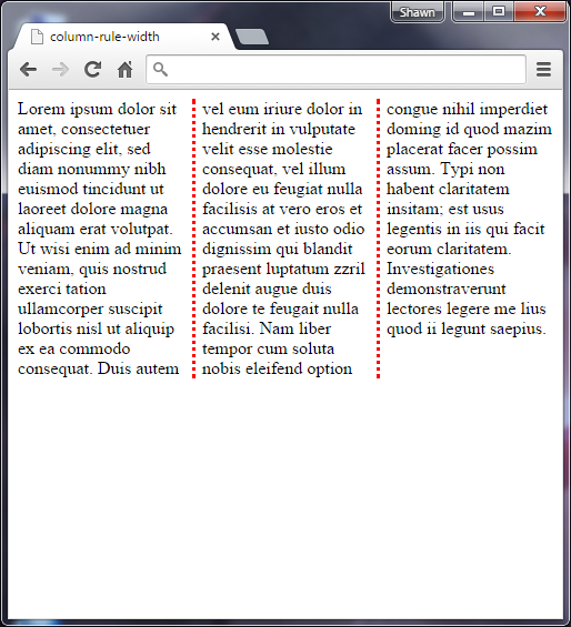 Vlastnost column-rule-width v CSS 3 - Ostatní CSS vlastnosti