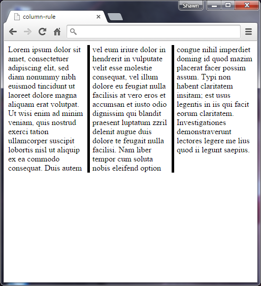 Vlastnost column-rule v CSS 3 - Ostatní CSS vlastnosti