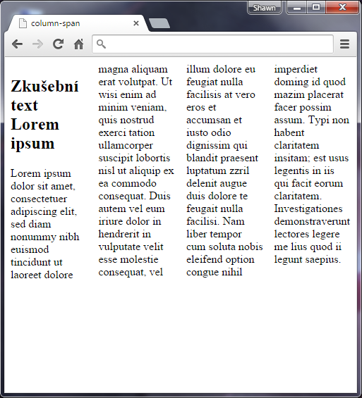 Vlastnost column-span v CSS 3 s hodnotou 1 - Ostatní CSS vlastnosti