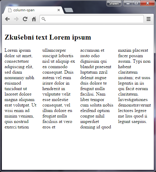 Vlastnost column-span v CSS 3 s hodnotou all - Ostatní CSS vlastnosti