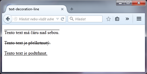 Vlastnost text-decoration-line v CSS 3 - Text a písmo - CSS vlastnosti