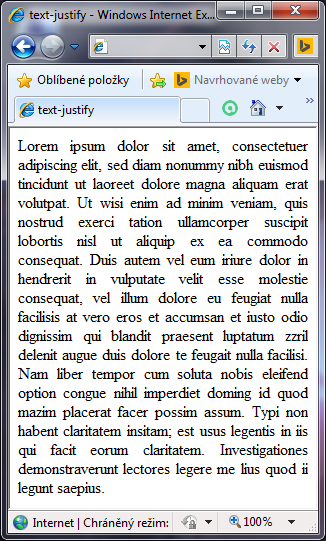 Vlastnost text-justify v CSS 3 s hodnotou auto - Text a písmo - CSS vlastnosti