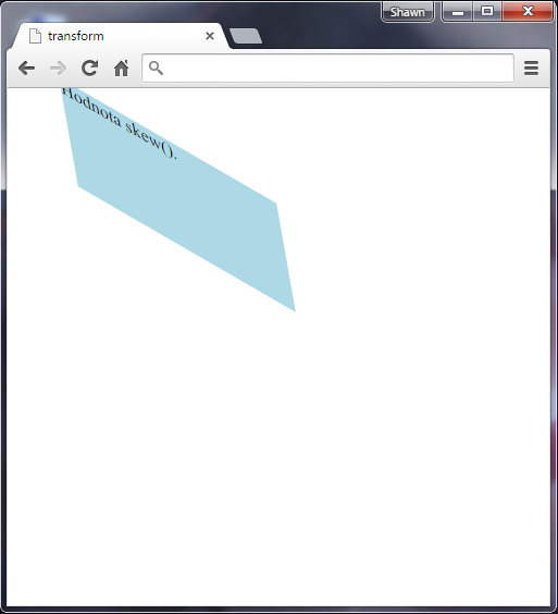 Hodnota skew vlastnosti transform v CSS 3 - Ostatní CSS vlastnosti
