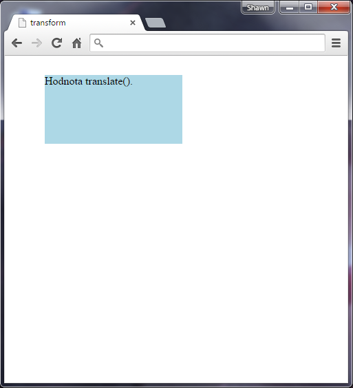 Hodnota translate vlastnosti transform v CSS 3 - Ostatní CSS vlastnosti