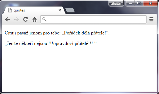 Vlastnost quotes v CSS 3 - Text a písmo - CSS vlastnosti