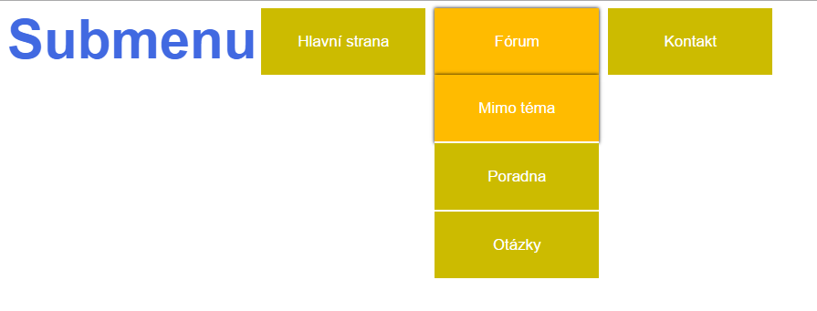 Výsledné submenu - CSS3 zdrojákoviště
